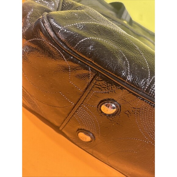 Coach Poppy Op Art C Patent Leather Baby Diaper Bag Bear Tag Super Size X-large - Picture 10 of 10